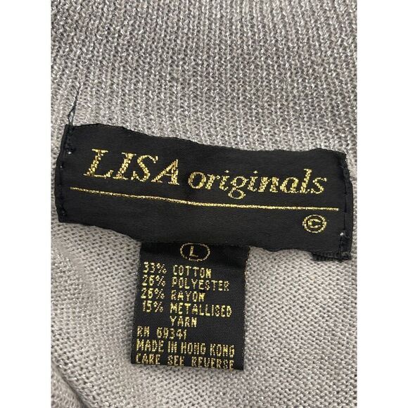 Lisa Originals Women Sliver Shimmering Long Sleeve Mock Neck Blouse & Pant 2 Pcs - Picture 8 of 8